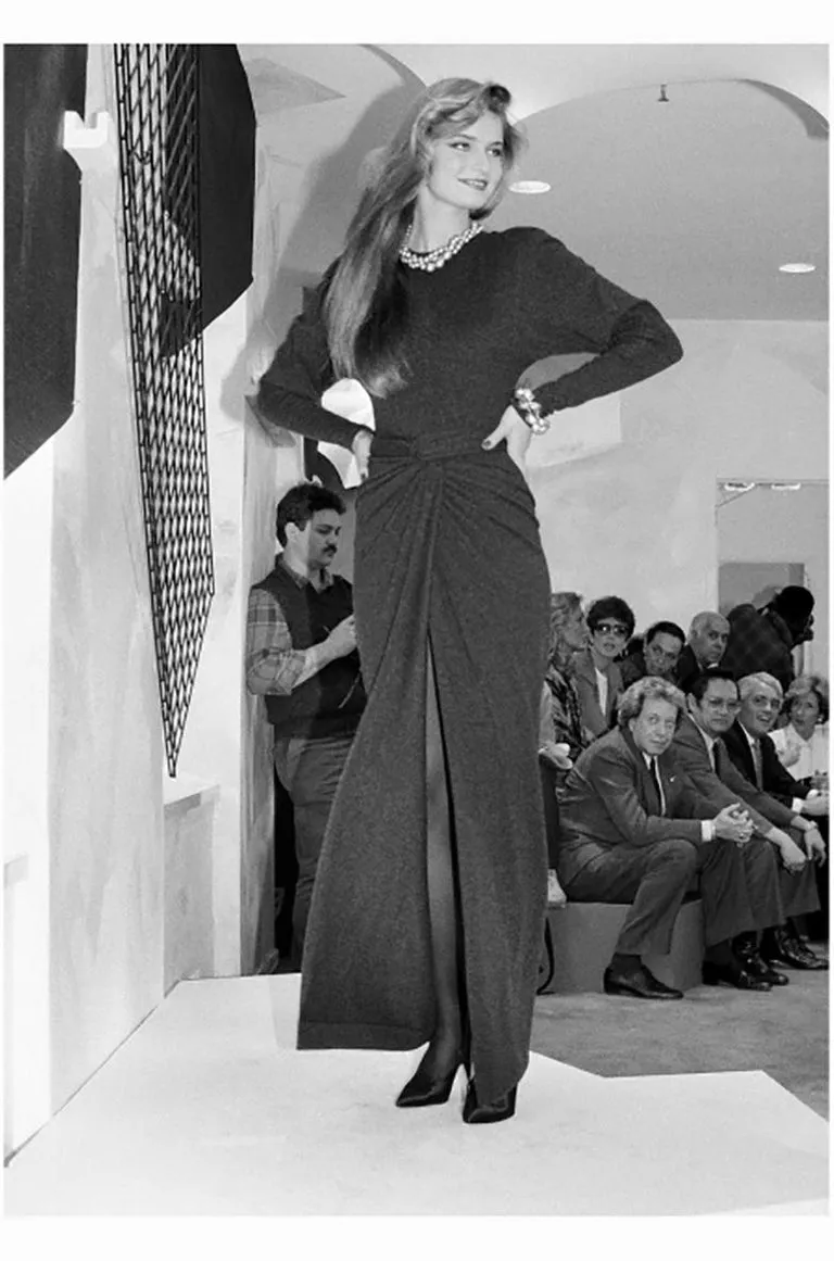 1985 Donna Karan "Seven Easy Pieces Collection" Black Wool Wrap Skirt