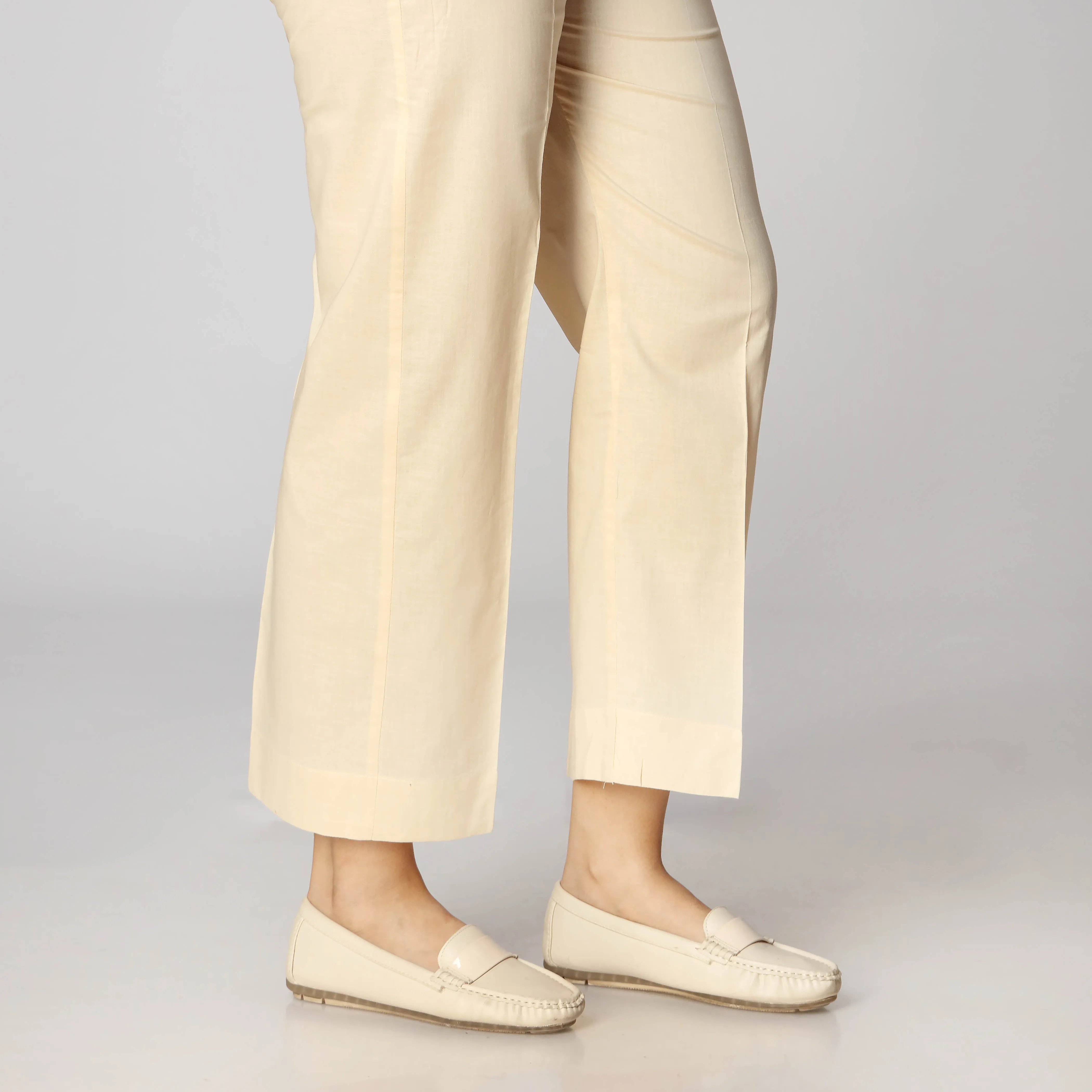 Beige Cambric Straight Fit Trousers PS3510