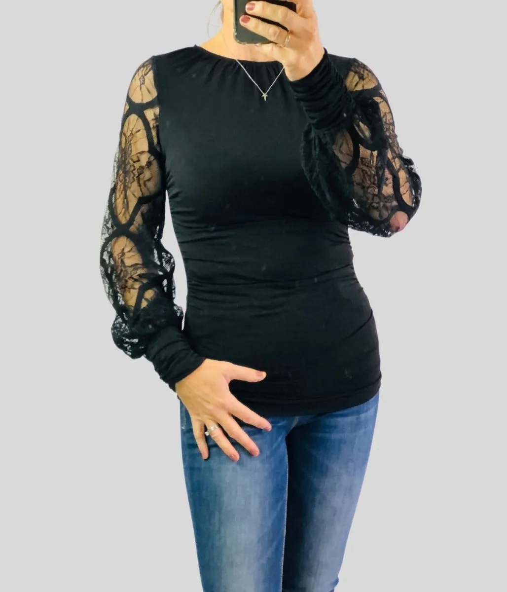 Black Lace Detail Top