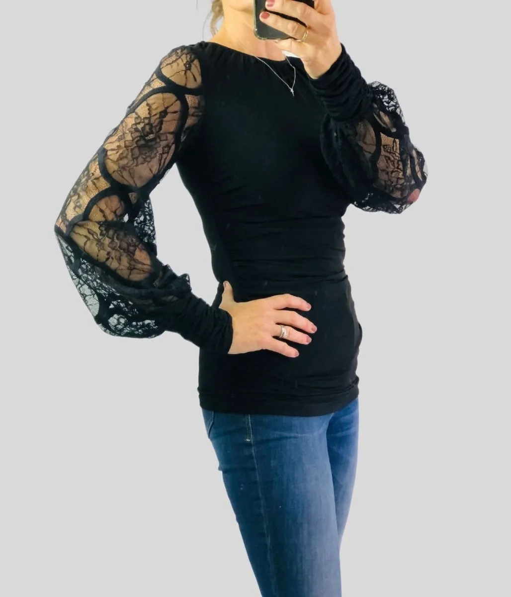 Black Lace Detail Top