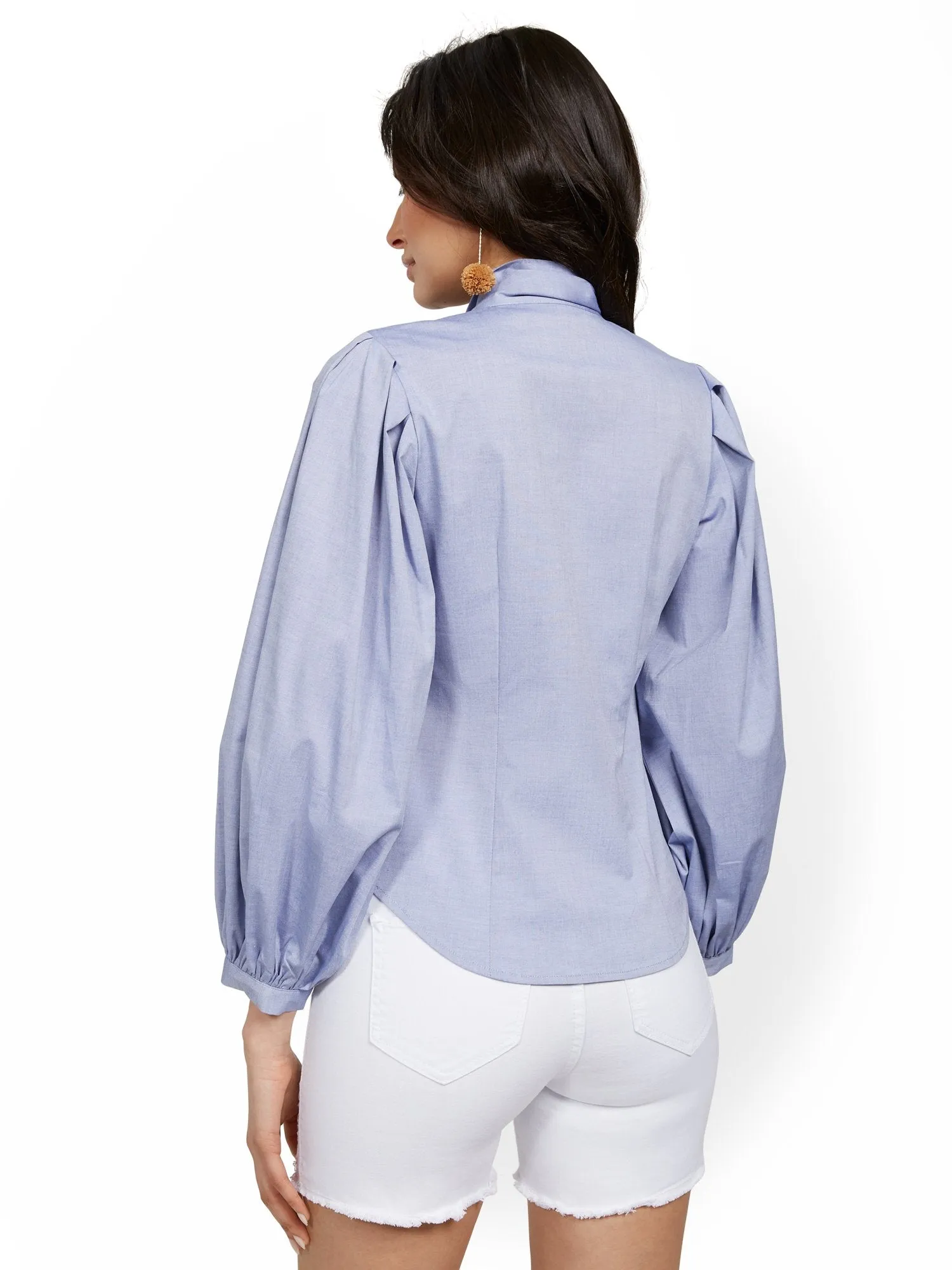 Chambray Poplin Bow Shirt - Lily & Cali