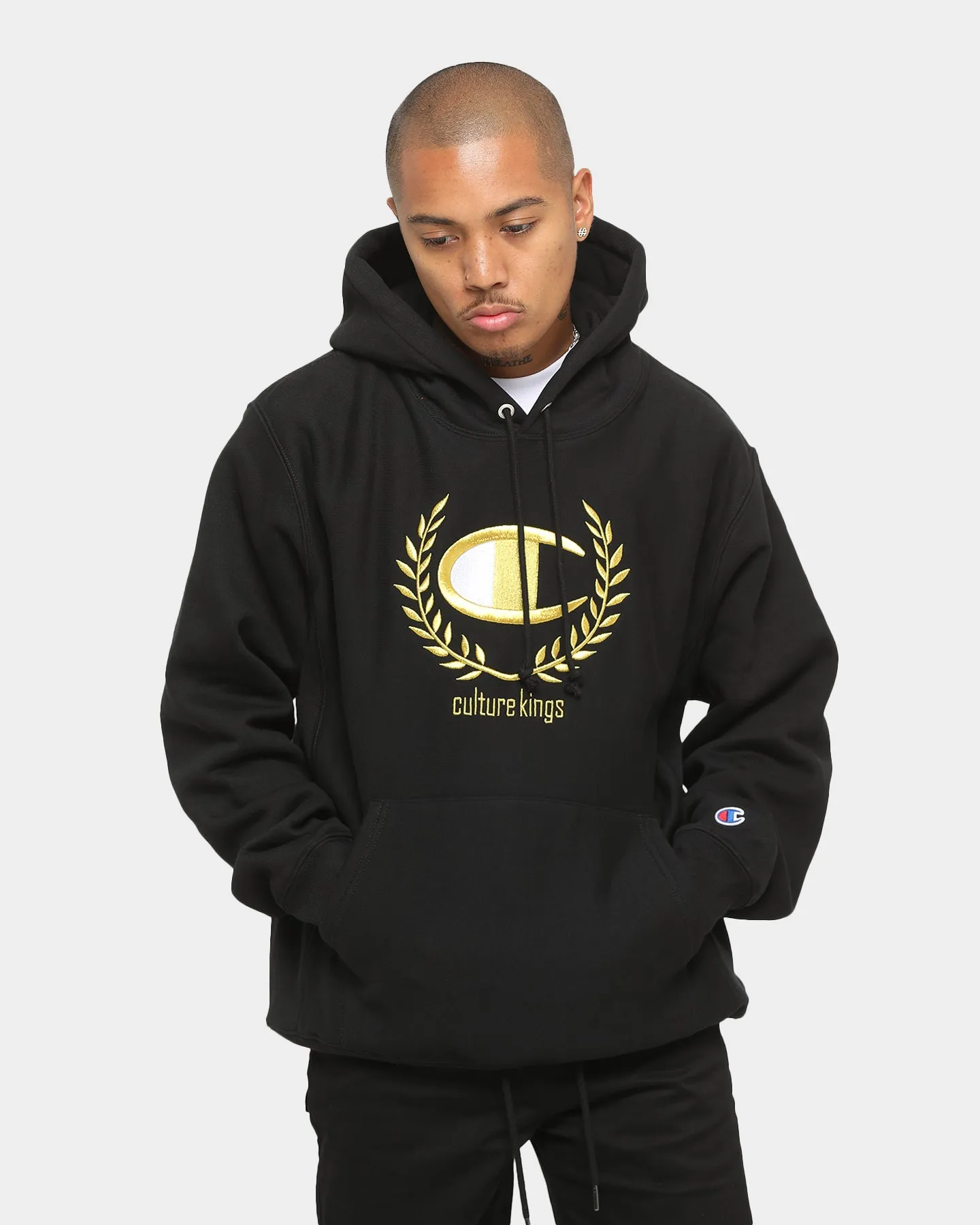 Champion Champion x Culture Kings Rev Weave Hoodie Black/Gold