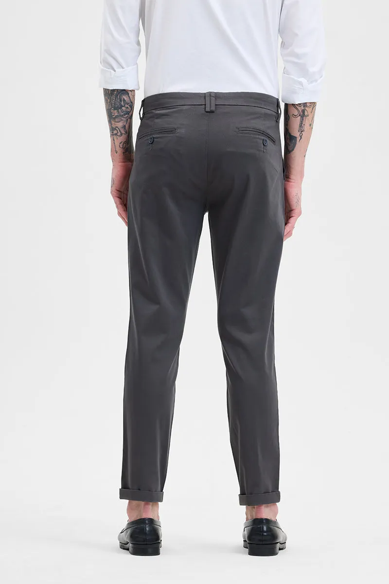 Charcoal Grey Slim Fit Pleated Trousers