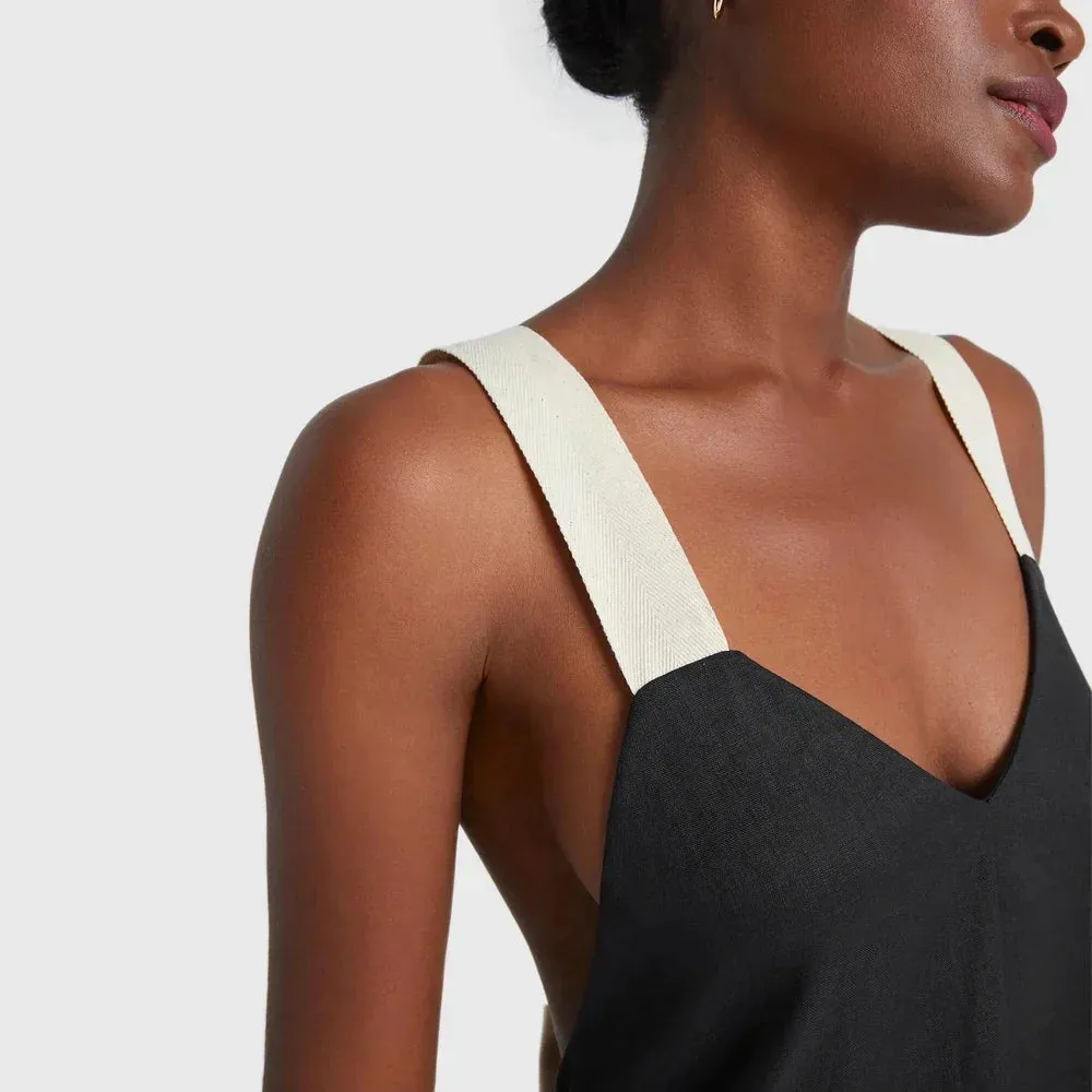 contrast tied open back dress