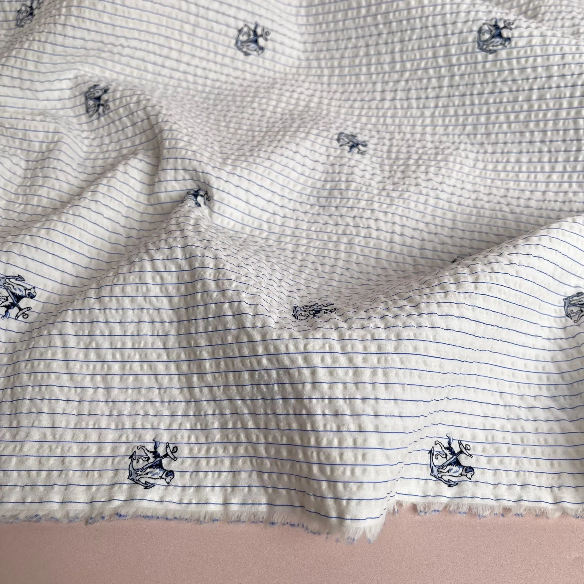 Ex-Designer Deadstock Seadogs Seersucker Fabric