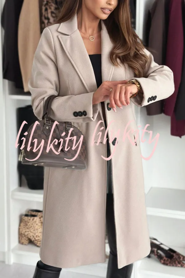 Fashionable Casual Lapel Long Sleeve Single Breasted Loose Coat