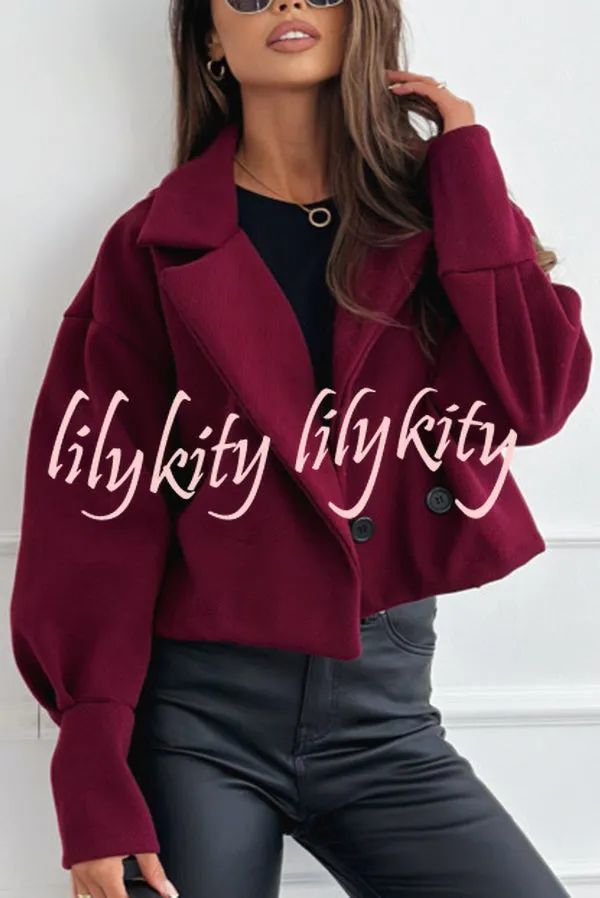 Fashionable Solid Color Lapel Short Blazer