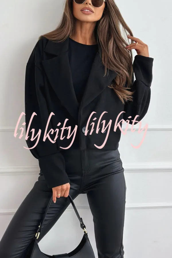 Fashionable Solid Color Lapel Short Blazer