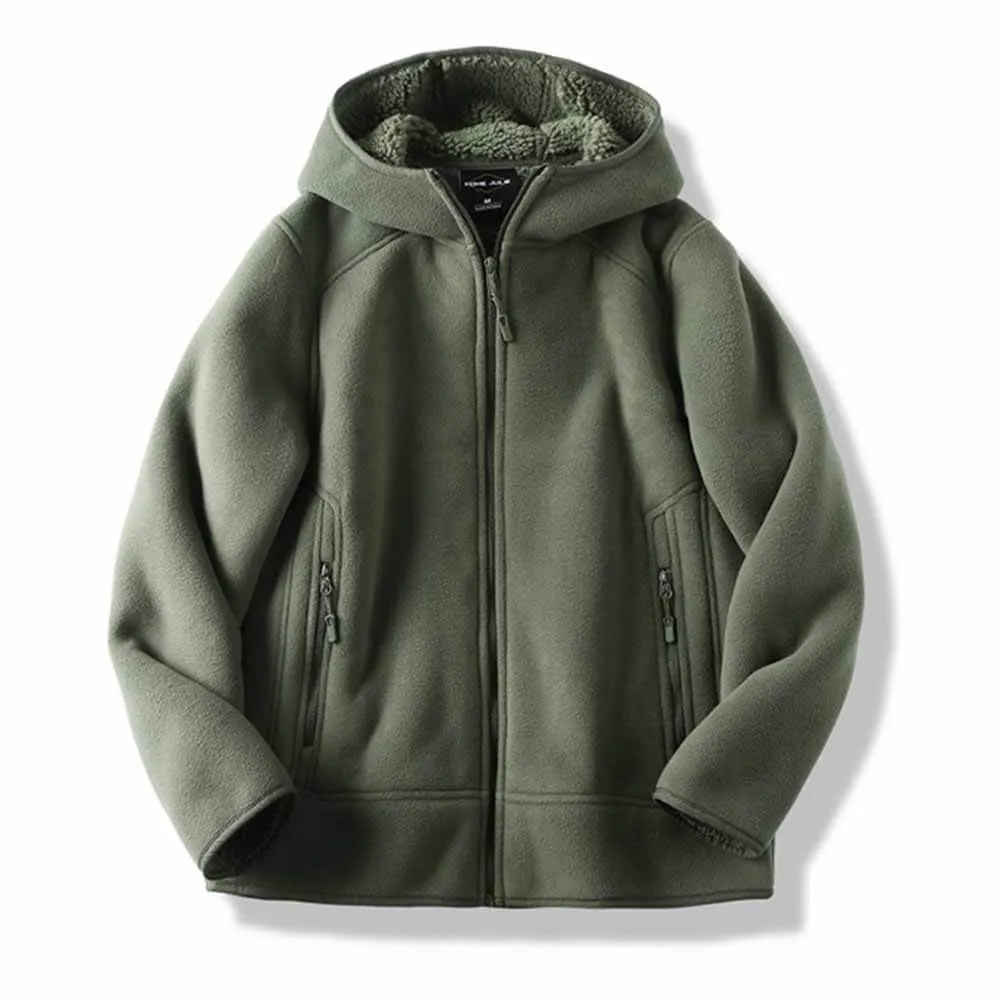 Fashionable Warm Men's Hooded Zip-Up Jacket