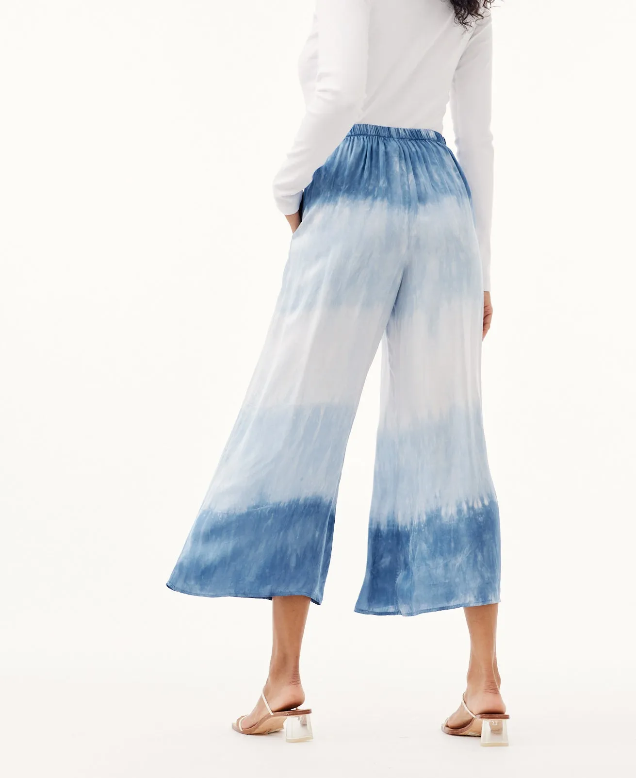 Flowy Tie-Dye Wide Leg Pants- Mykonos Stripe Dye