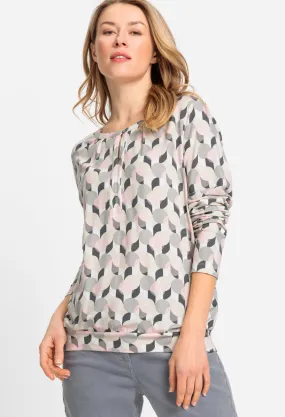 Graphic Print Top with Slip Neckline