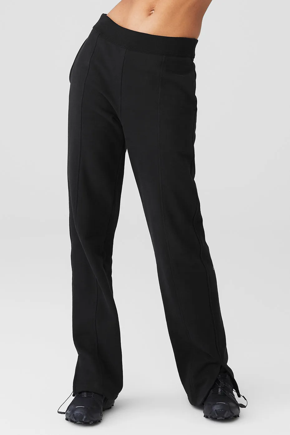 High-Waist Free Time Straight Leg Sweatpant - Black