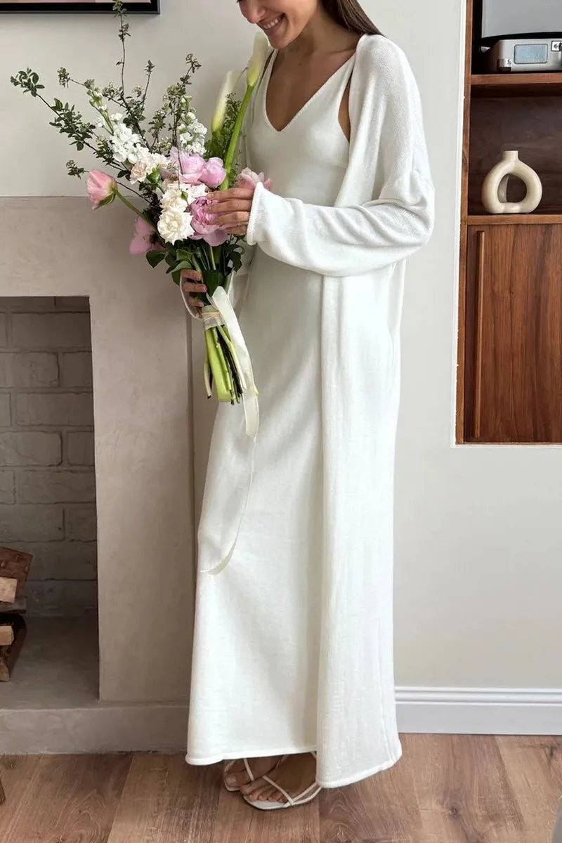 HUR1173 Minimalist Maxi Dress with Long Cardigan