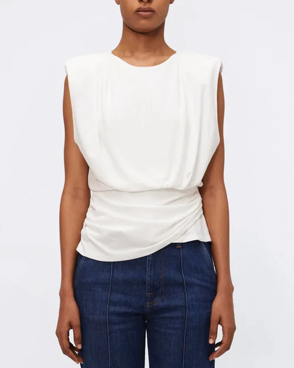 Ivory Sleeveless Daton Drape Top