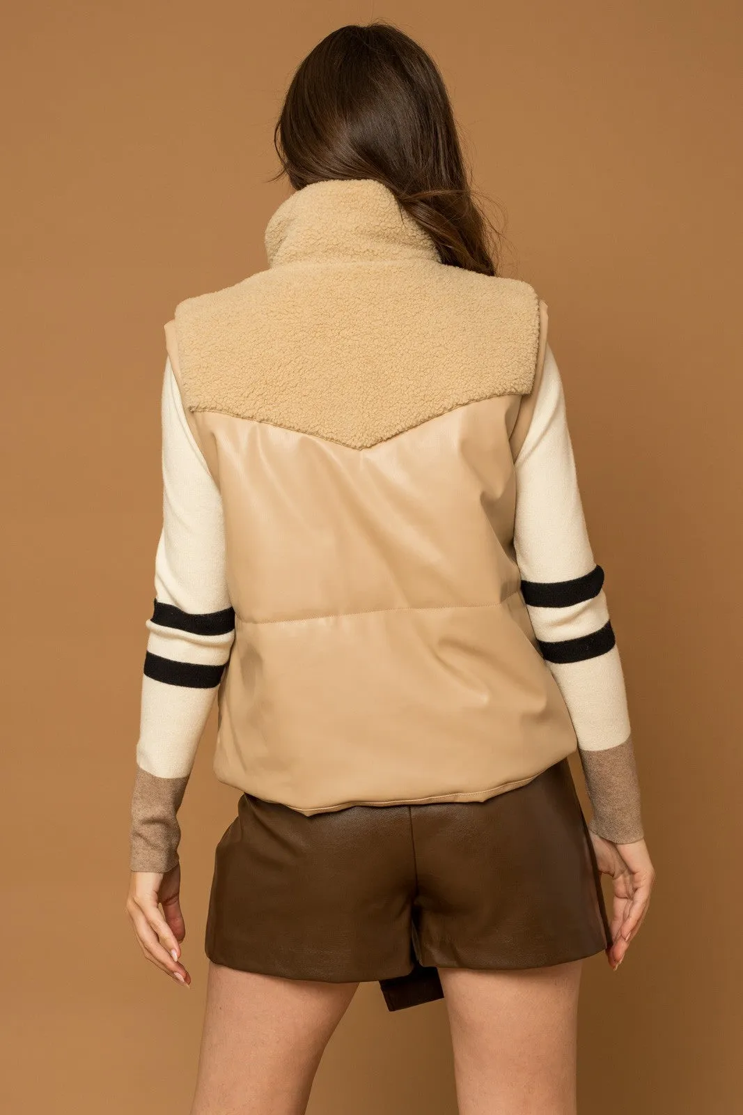 Leather Sherpa Mix Vest