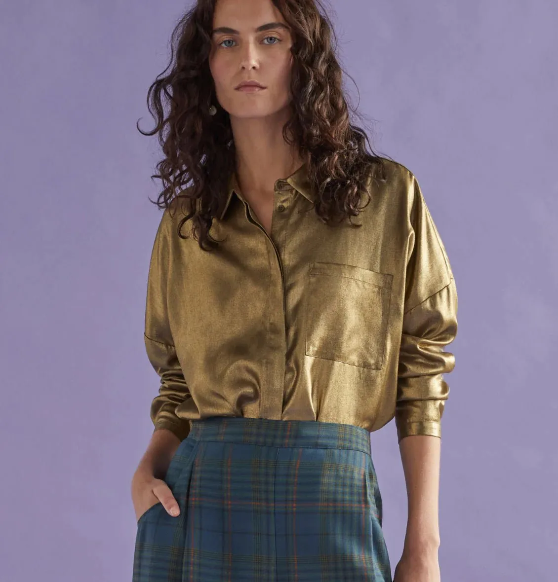 Luche Metallic Shirt | Gold