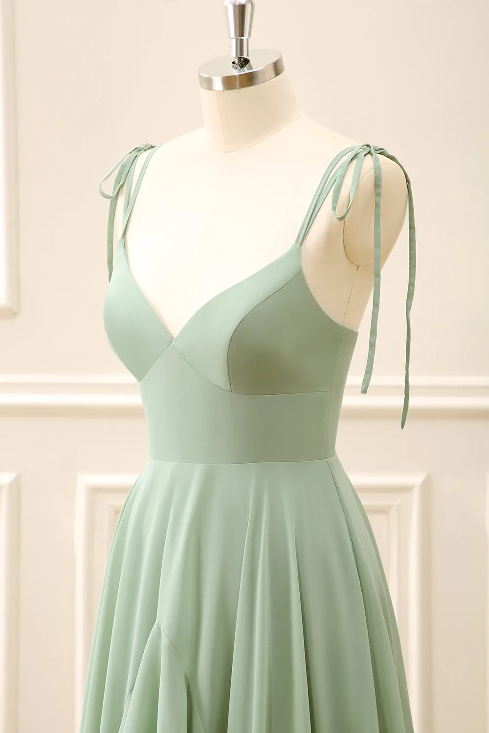 Matcha A Line Chiffon Maxi Dress with Ruffles