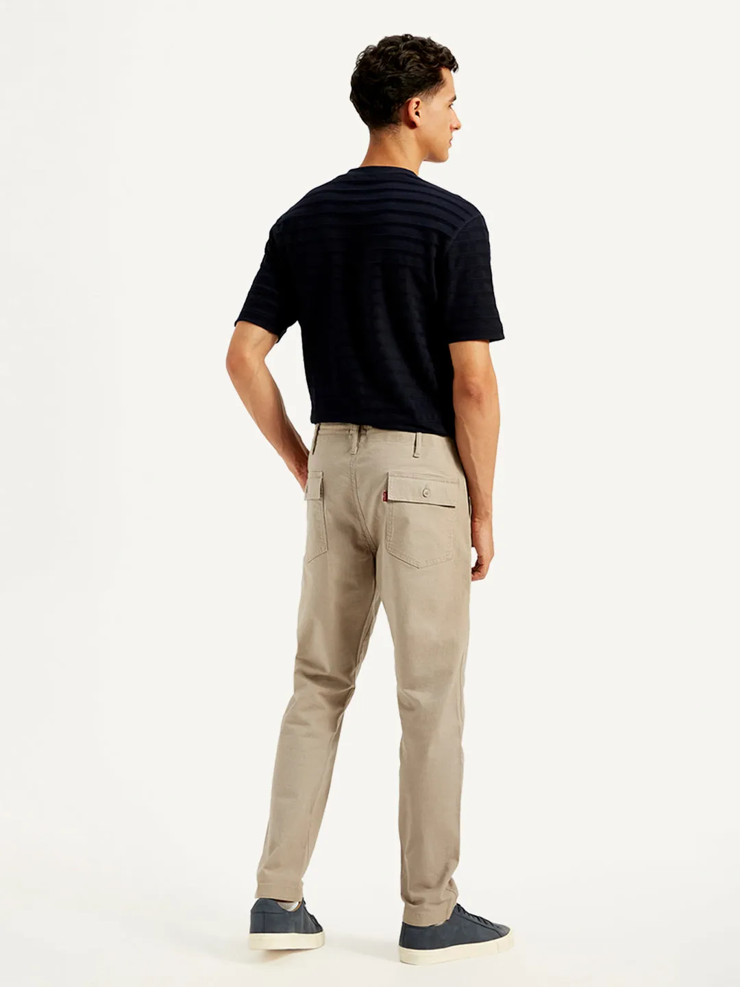 Men's Beige Slim Fit Utility Trousers