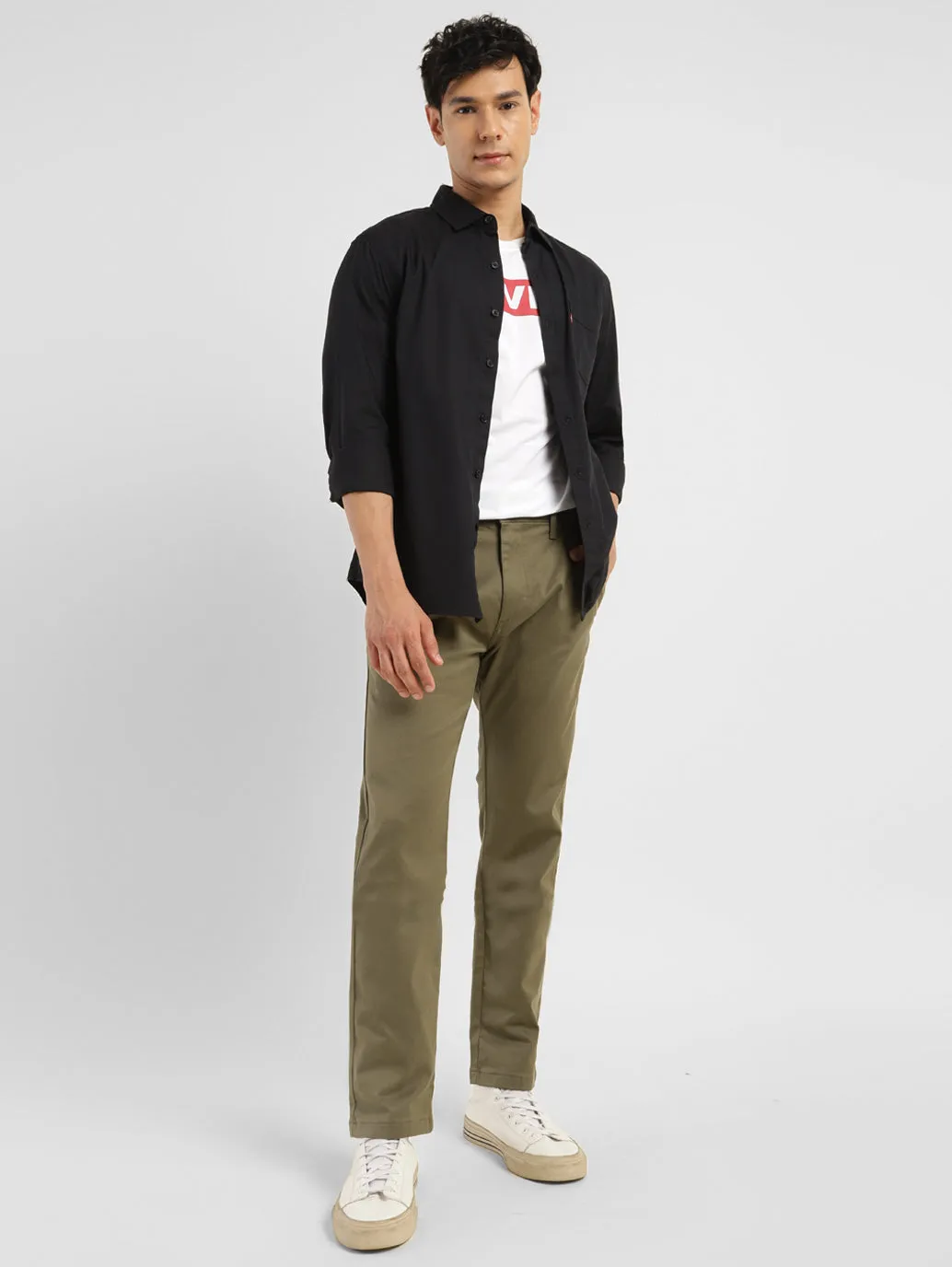 Men's Olive Slim Tapered Fit Chinos