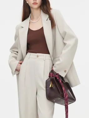 Office Lady Temperament Versatile Autumn Wide Leg Pants Suit Coats