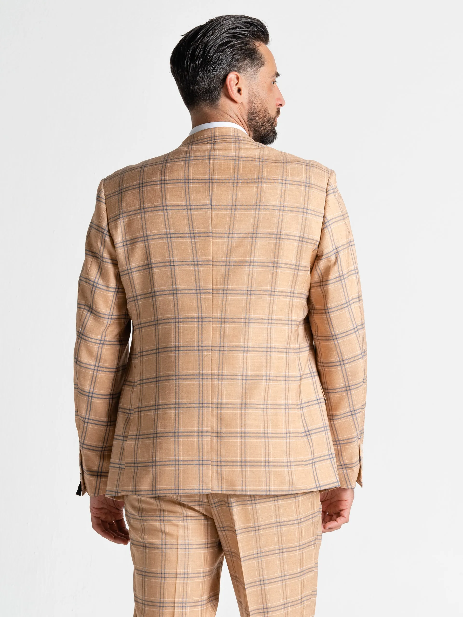 OXFORD SOFT ORANGE WITH NAVY BLUE CHECKS DETAILING