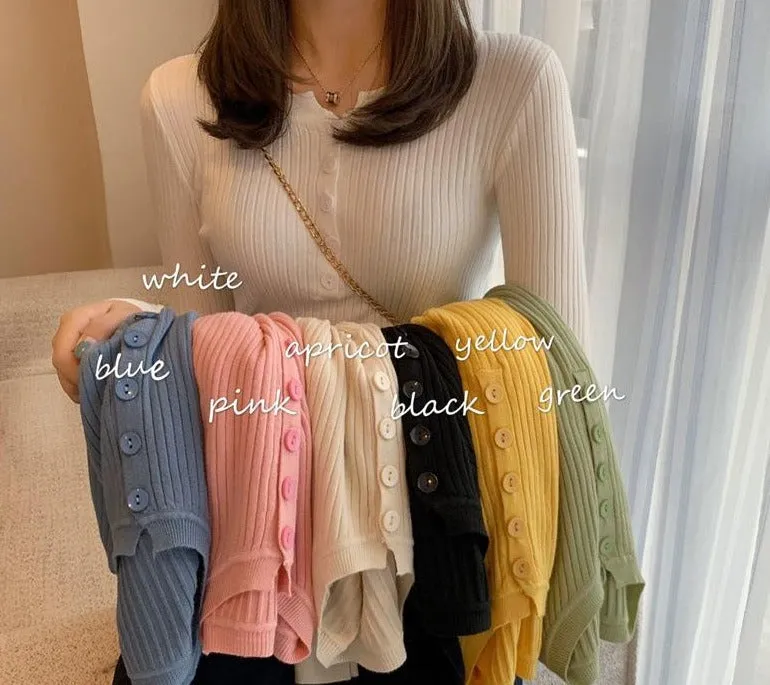 Popular Slimming Tops Long Sleeved Knitted Short Women Western Sweater