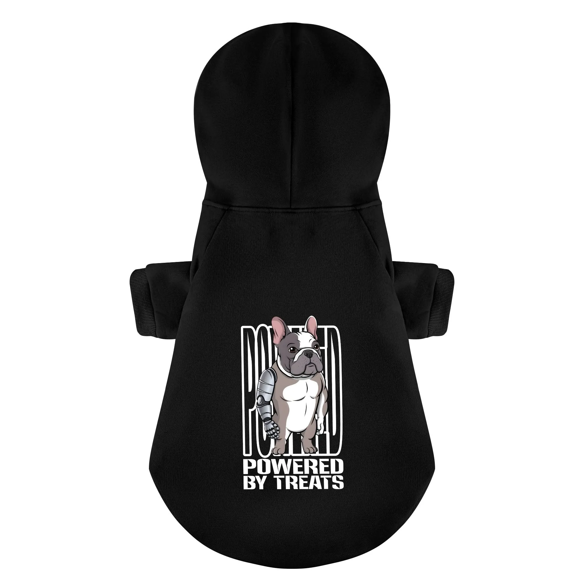 Powered by Treats - Personalized French Bulldog Hoodies with Funny Quotes – Stylish, Cozy, and Premium 100% Cotton