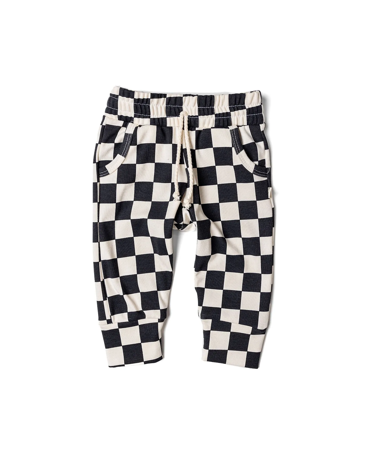 rib knit jogger - black checkerboard