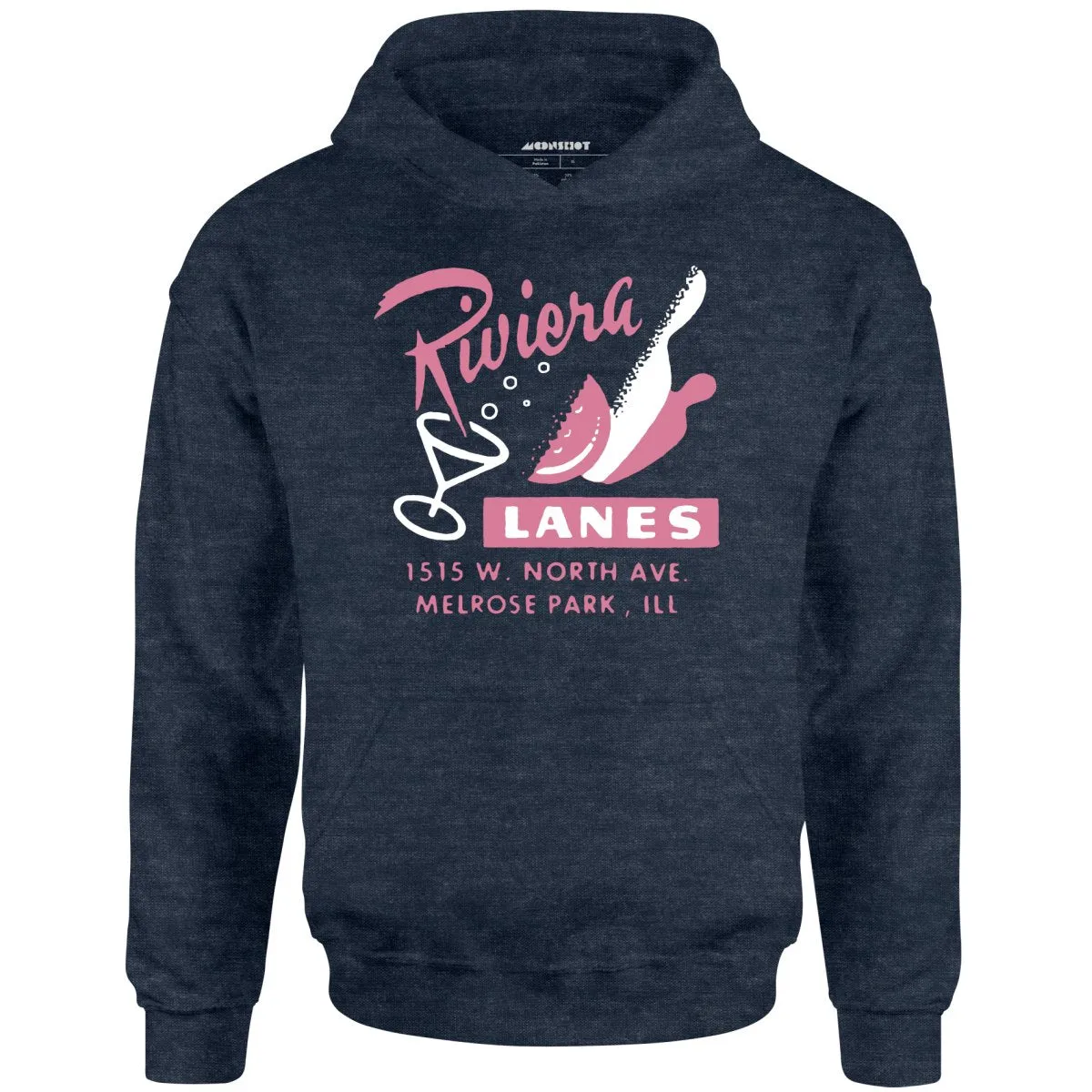 Riviera Lanes - Melrose Park, IL - Vintage Bowling Alley - Unisex Hoodie