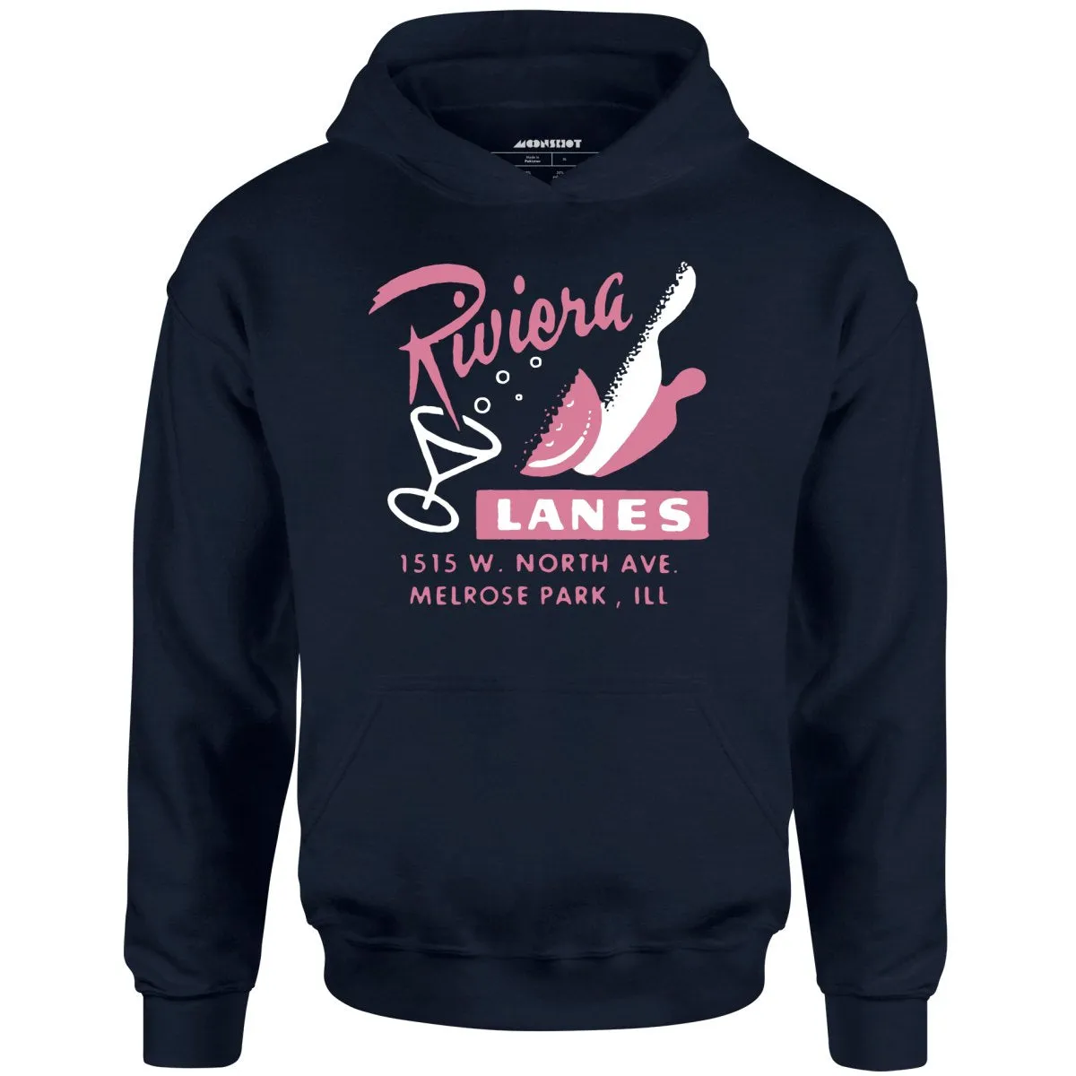 Riviera Lanes - Melrose Park, IL - Vintage Bowling Alley - Unisex Hoodie