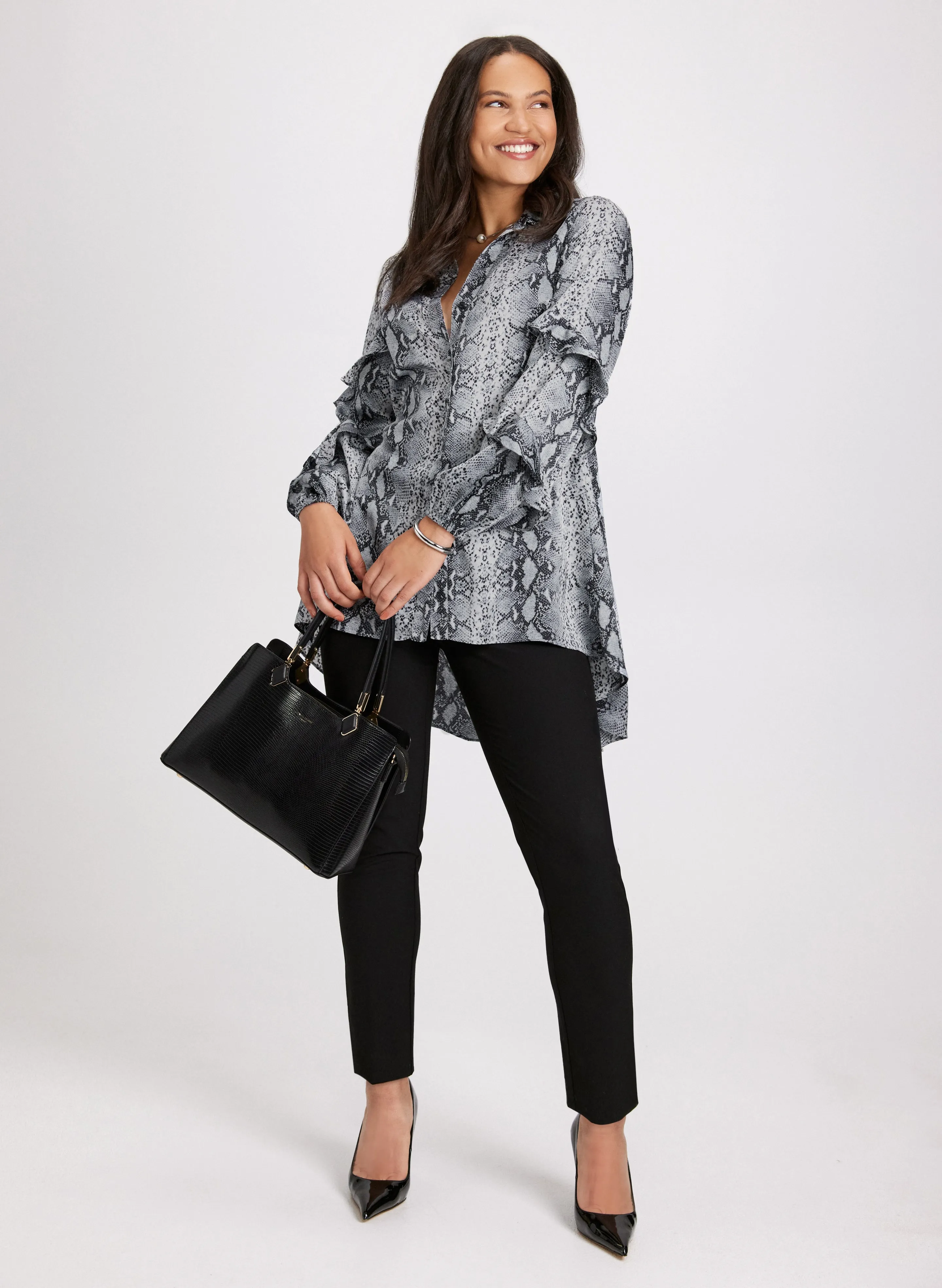 Ruffled Animal Print Blouse