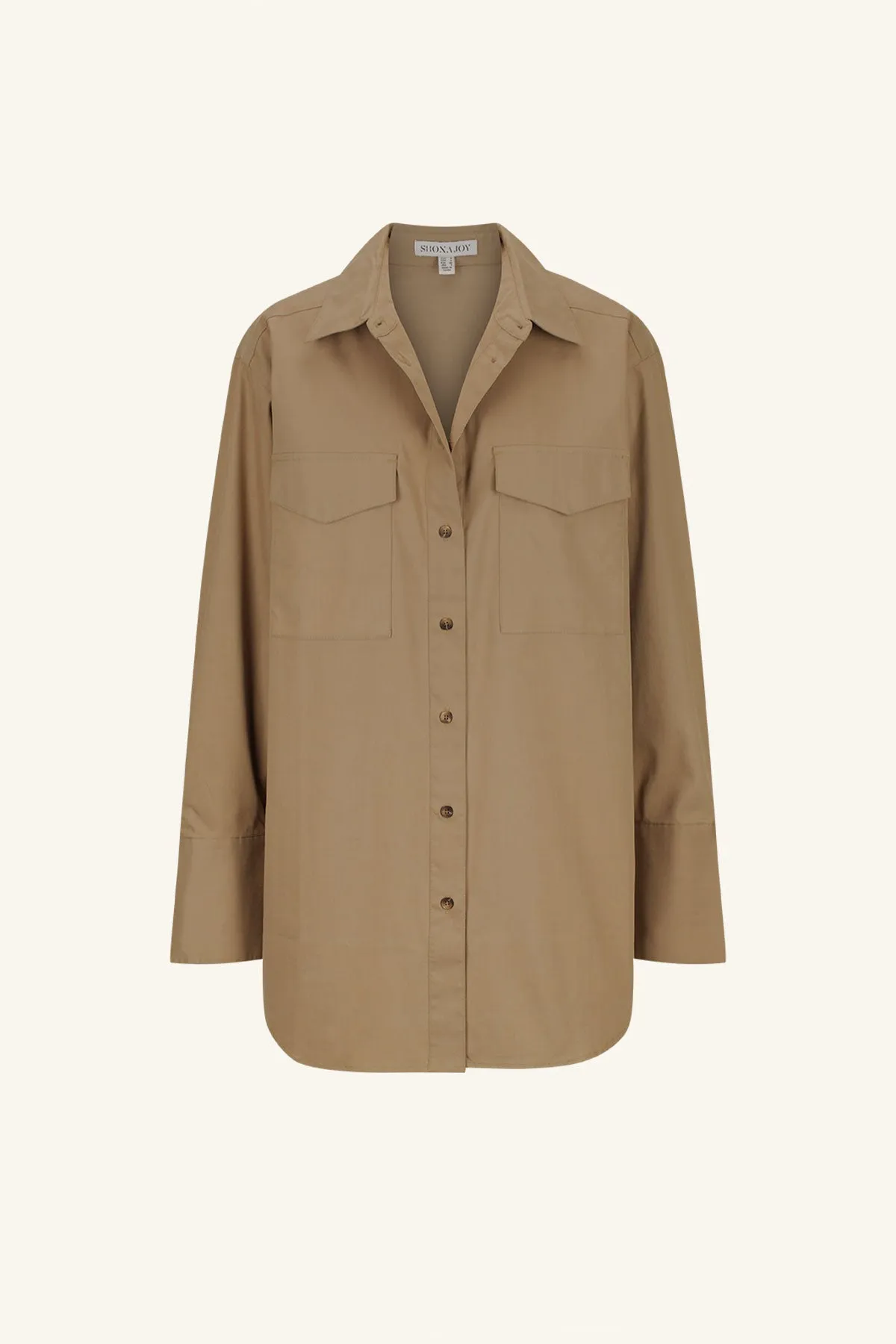 SABATO OVERSIZED PATCH POCKET SHIRT - GREY KHAKI