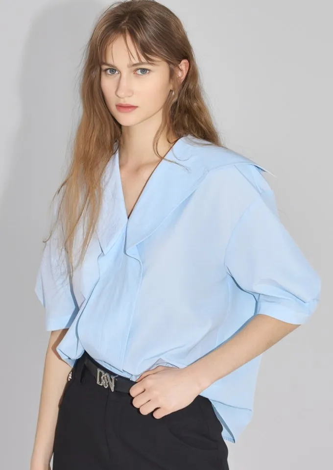 SAILOR COLLAR SHEER SHIRT