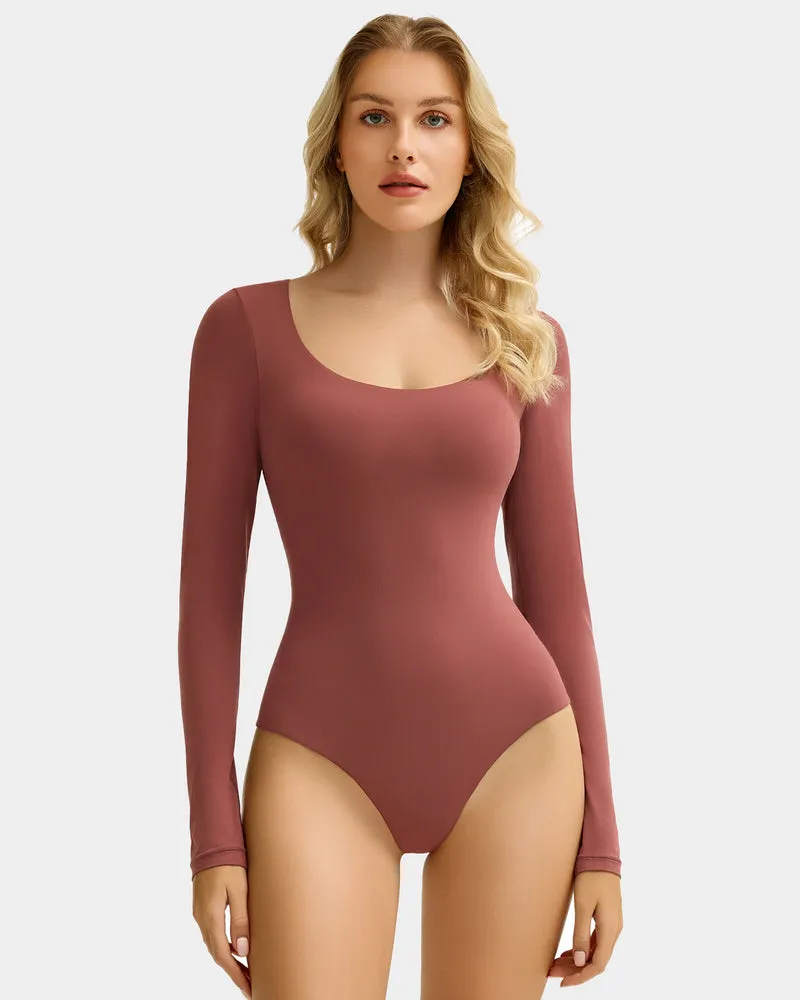 Scoop Neck Bodysuit Shapewear Going Out Tops