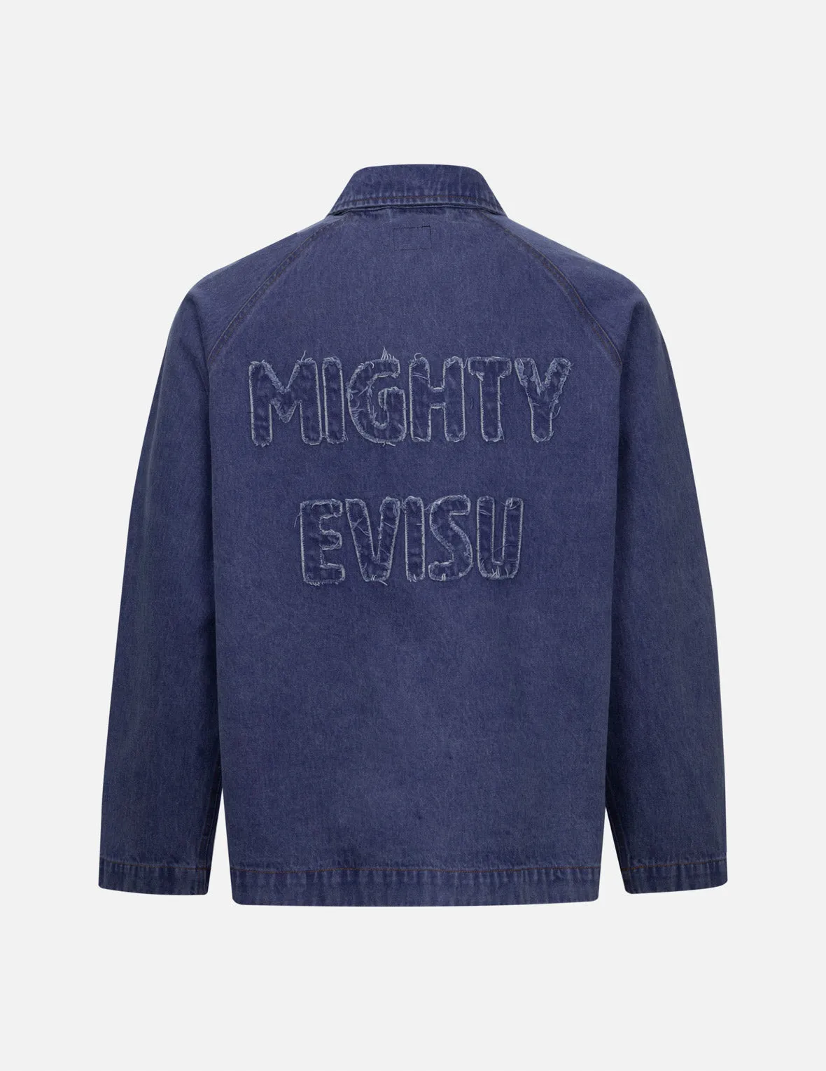 Seagull and Slogan Embroidery Oversized  Denim Coach Jacket