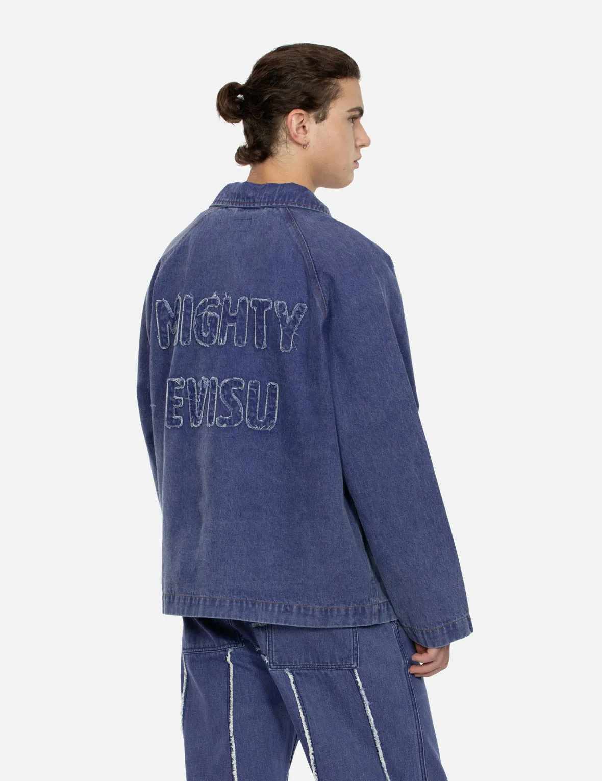 Seagull and Slogan Embroidery Oversized  Denim Coach Jacket