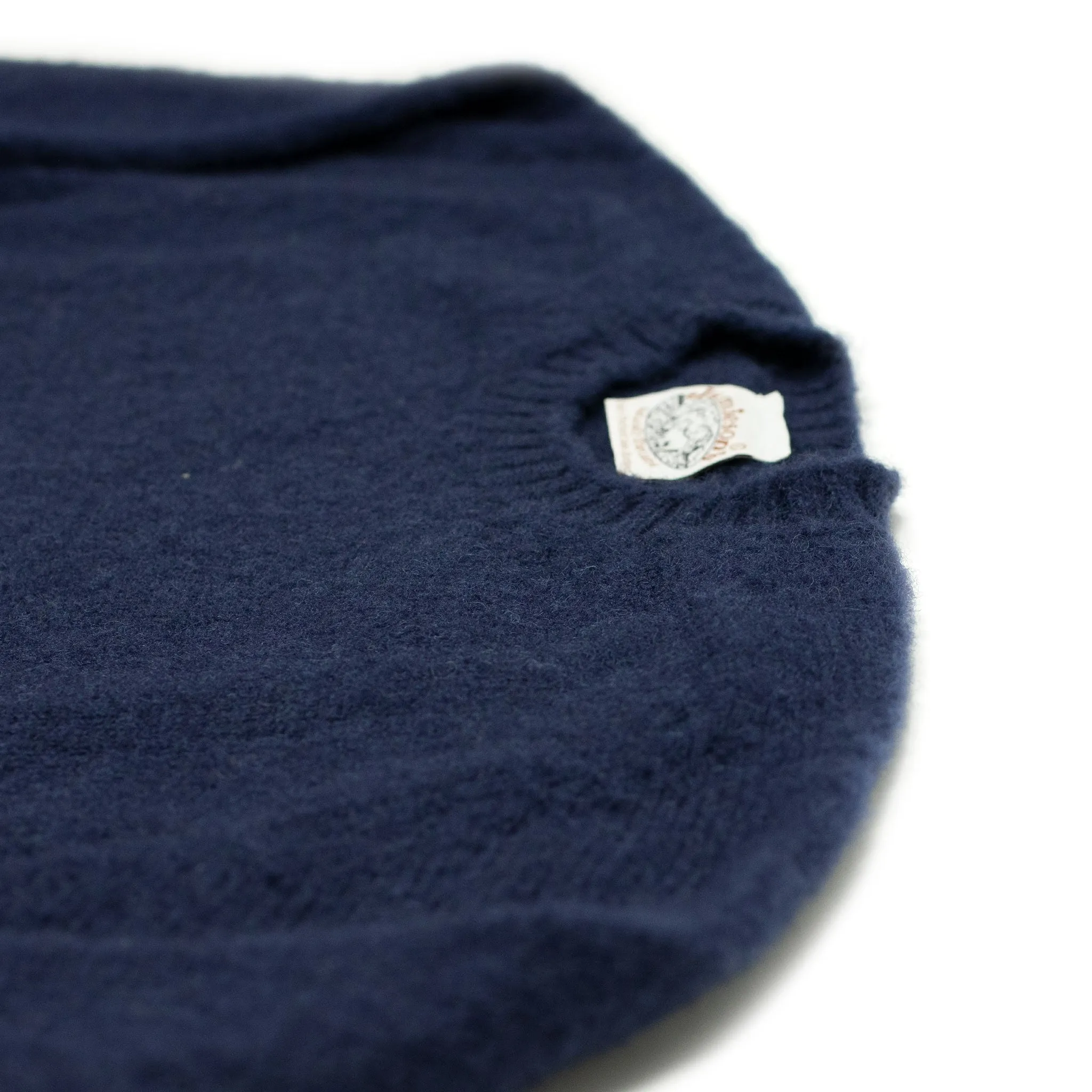 Shaggy brushed Shetland wool crewneck sweater, Admiral Navy (restock)