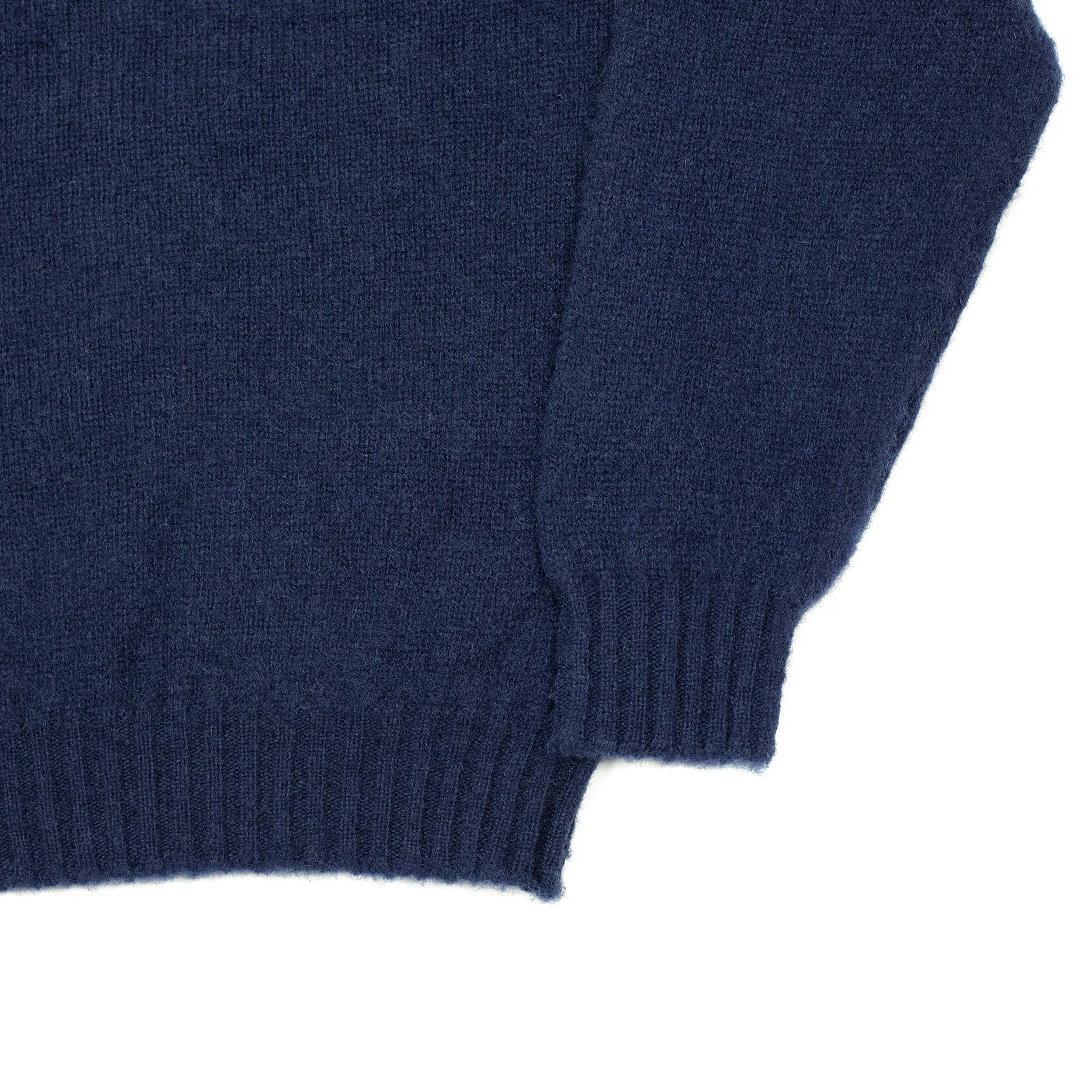 Shaggy brushed Shetland wool crewneck sweater, Admiral Navy (restock)