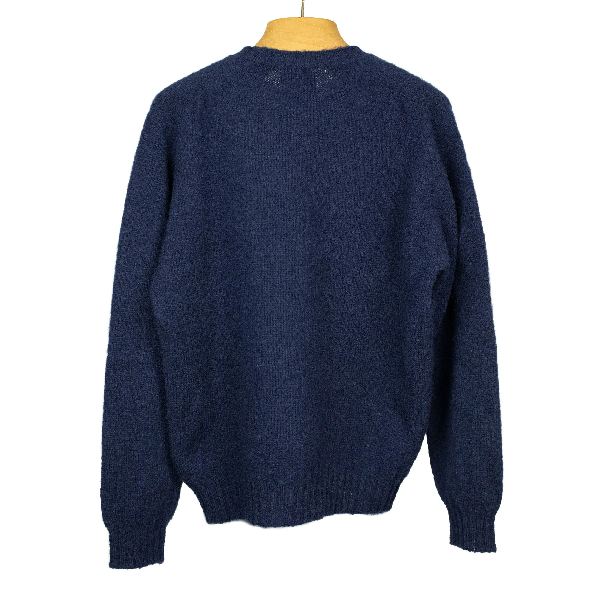 Shaggy brushed Shetland wool crewneck sweater, Admiral Navy (restock)