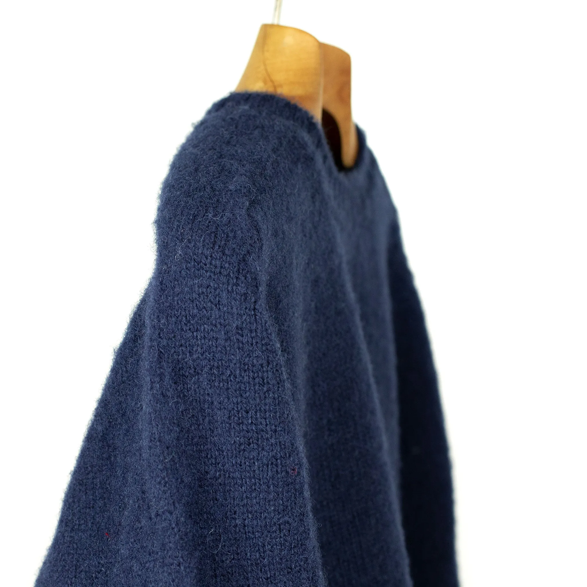 Shaggy brushed Shetland wool crewneck sweater, Admiral Navy (restock)