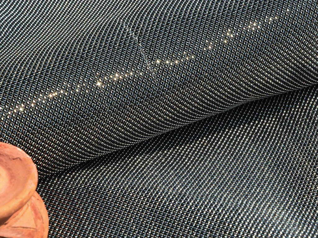 Silver Metallic Geometric Mesh Shimmer Interlock Bonding Fabric