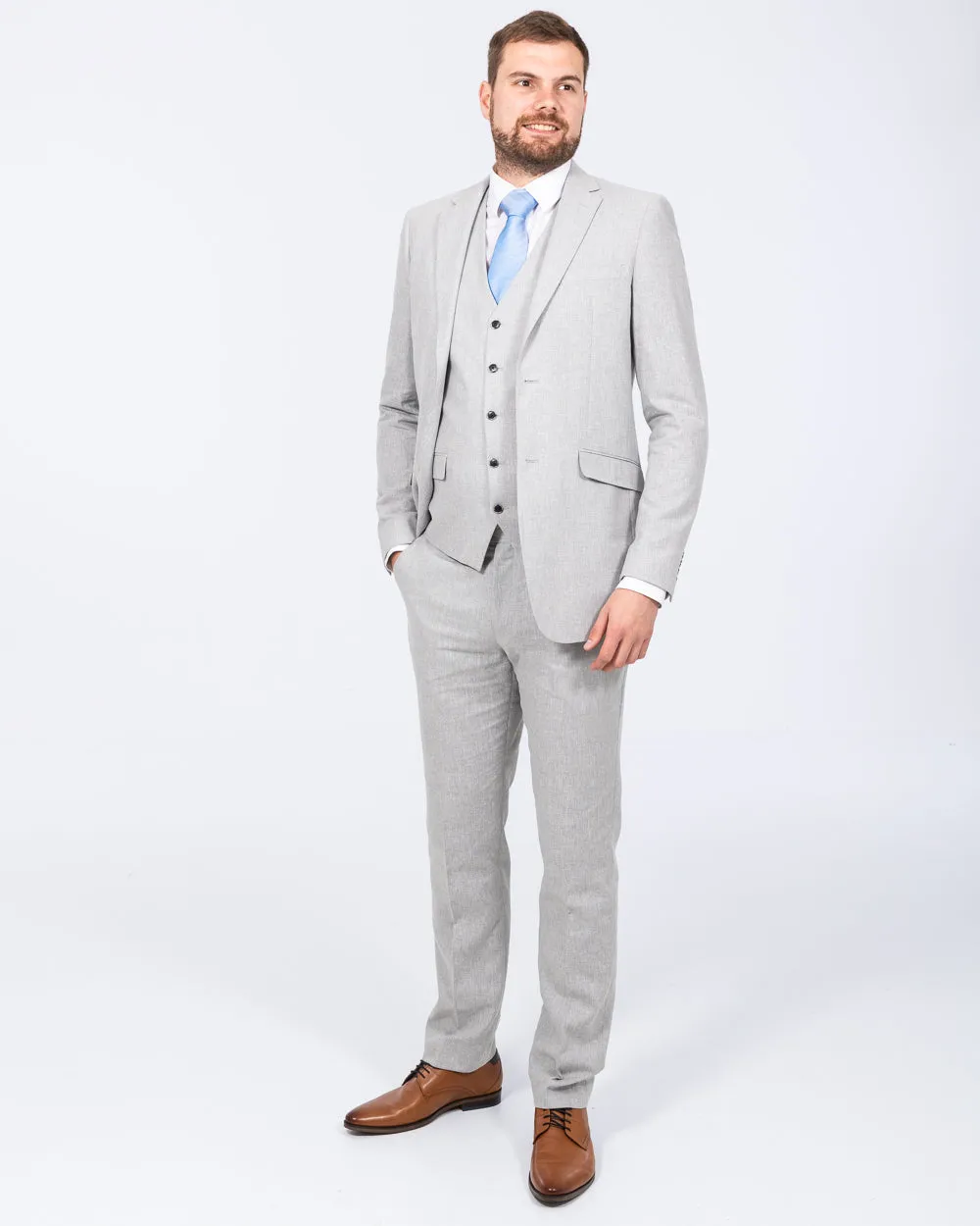 Skopes Tuscany Slim Fit Tall Linen Blend Suit (silver)