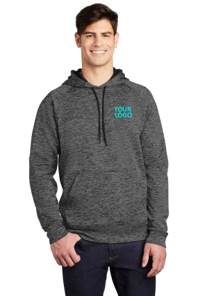 Sport-Tek PosiCharge Electric Heather Branded Fleece Hooded Pullovers, Grey- Black Electric