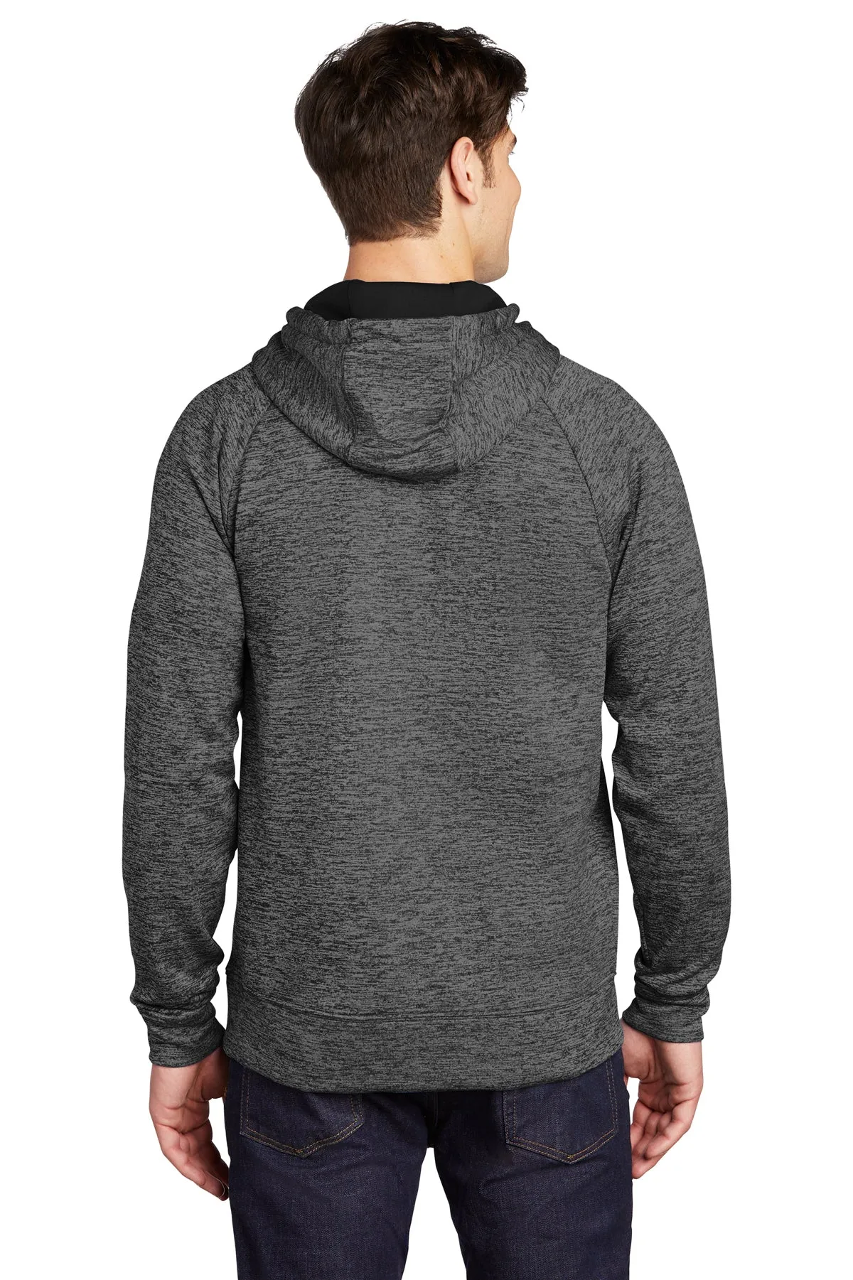 Sport-Tek PosiCharge Electric Heather Branded Fleece Hooded Pullovers, Grey- Black Electric