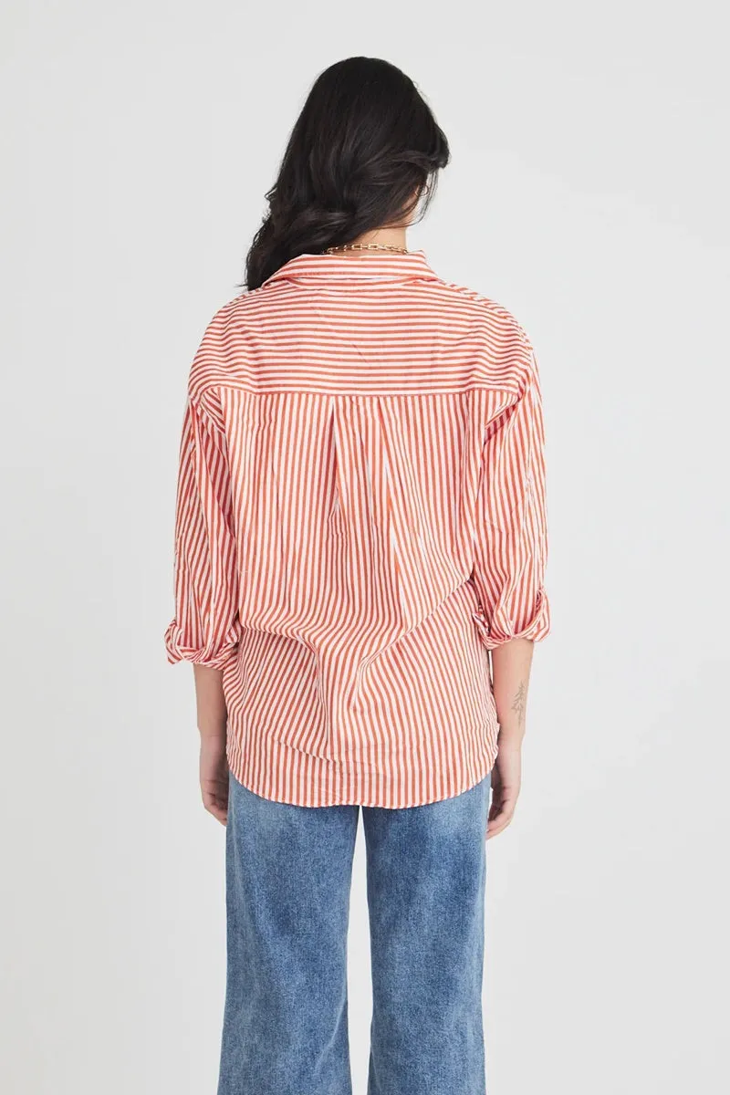 Stories Be Told - You Got This Oversized Poplin Shirt - Tangerine