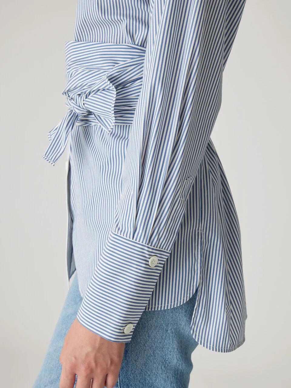 Stripe Poplin Wrap Blouse