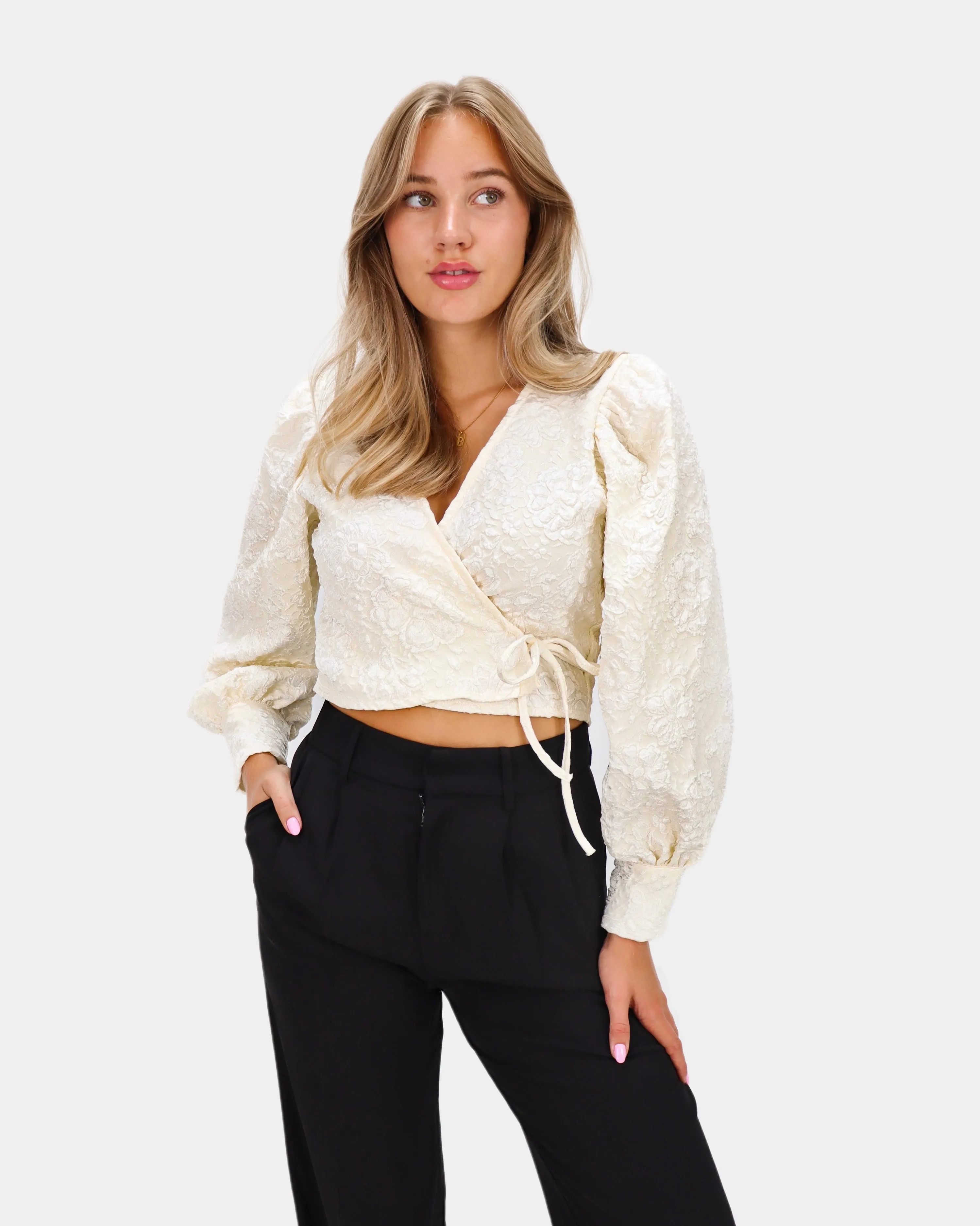 Structured Wrap Top Ecru