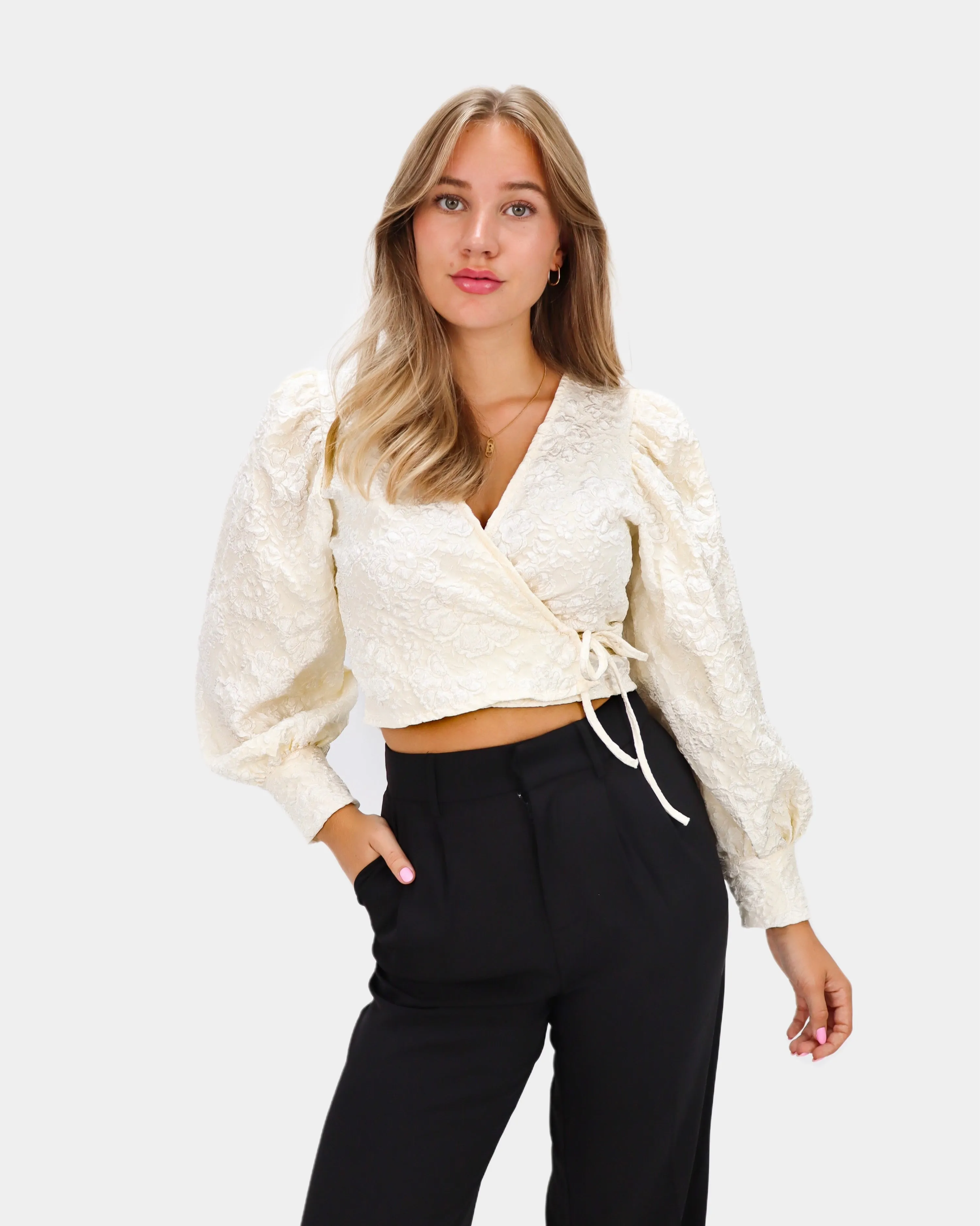 Structured Wrap Top Ecru