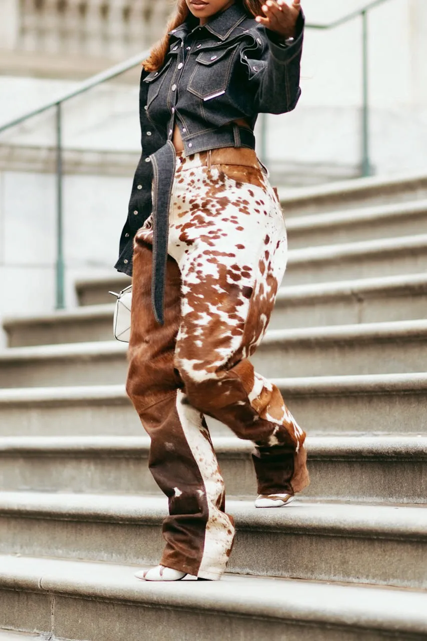 Stylish Animal Pattern Tapered Pants