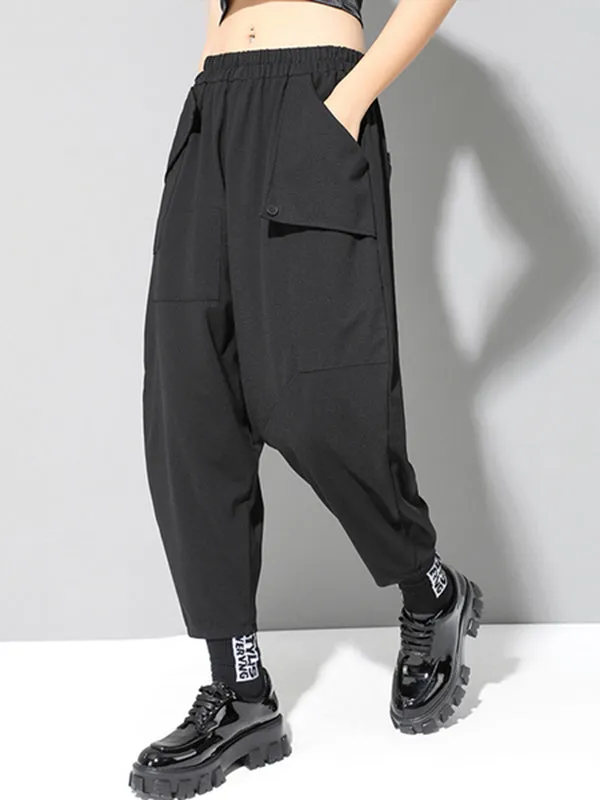 Stylish Black Asymmetric Elasticity Harem Pants